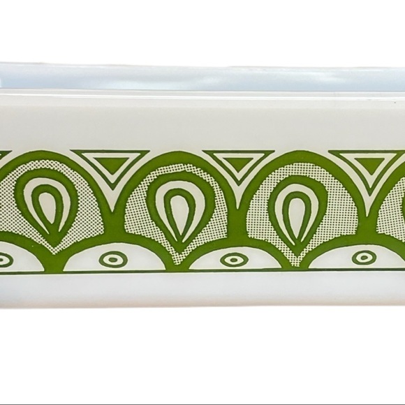 𝅺glasbake loaf pan, rare pattern, mid century modern, milk glass - Picture 3 of 7